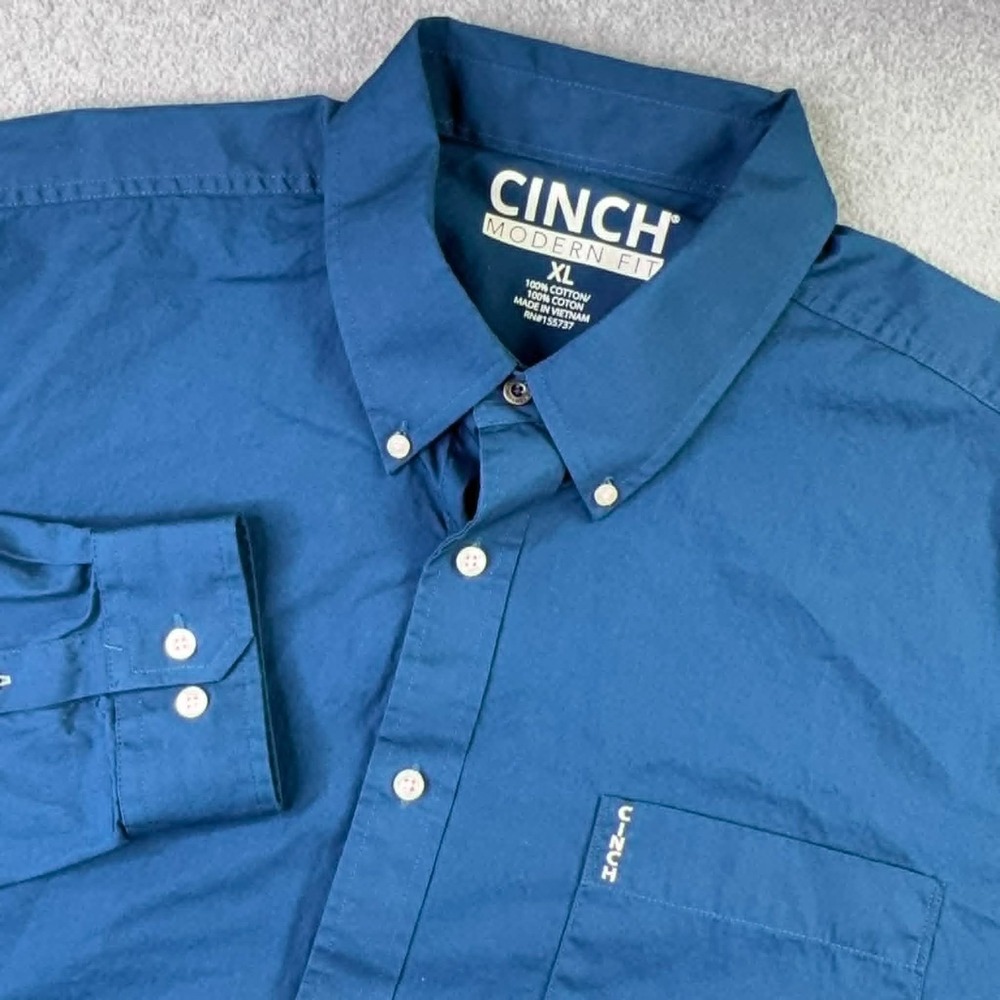 Cinch Modern Fit Shirt Mens XL Blue Long Sleeve Western Button Down Cowboy Ranch